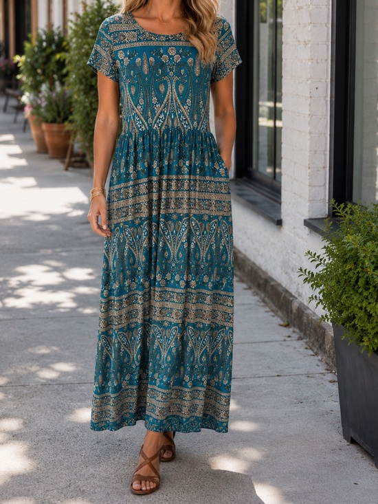 Dresses & Skirts - Da Moon Teal Paisley Maxi Dress